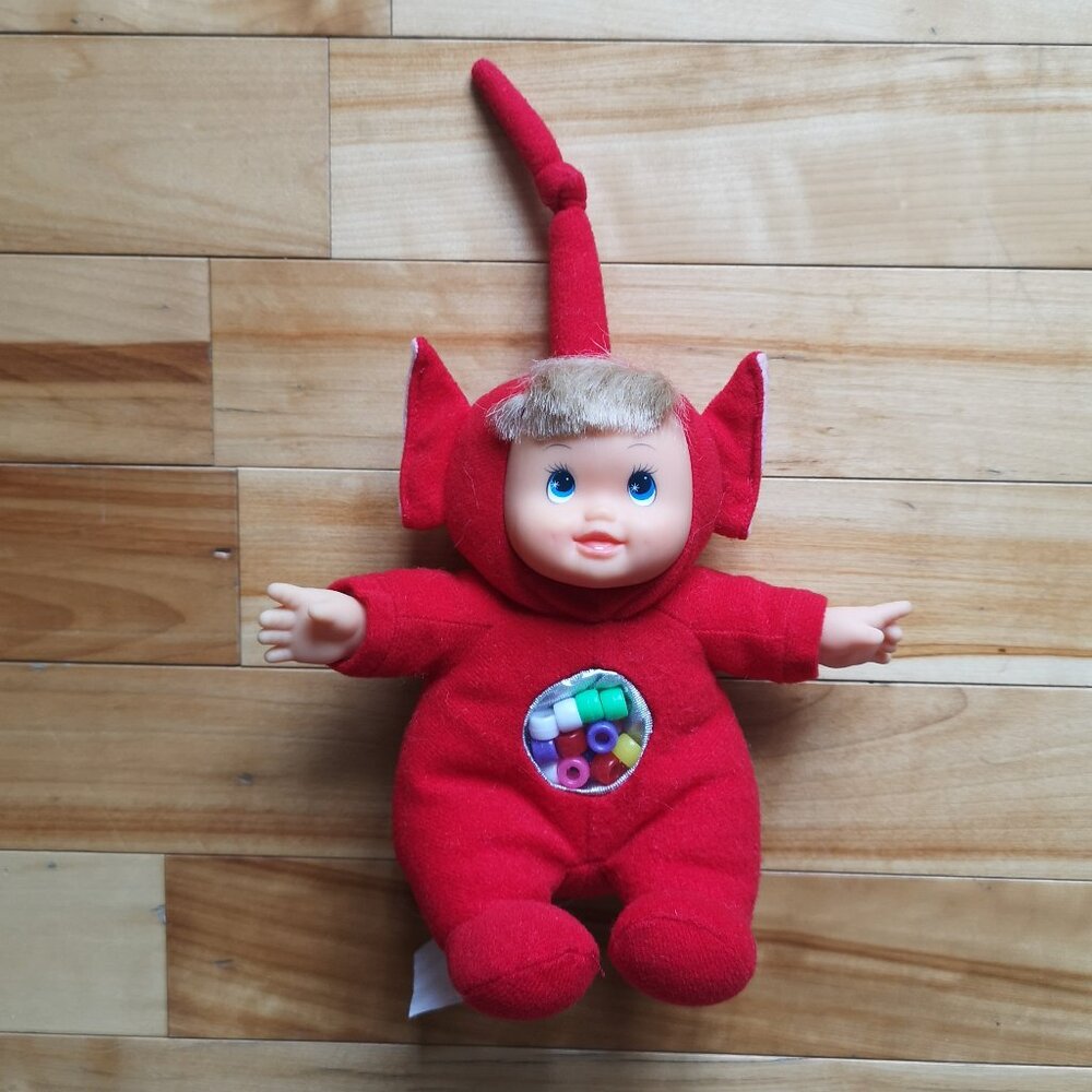 VINTAGE 90s Red Doll Plush with Beads in Belly